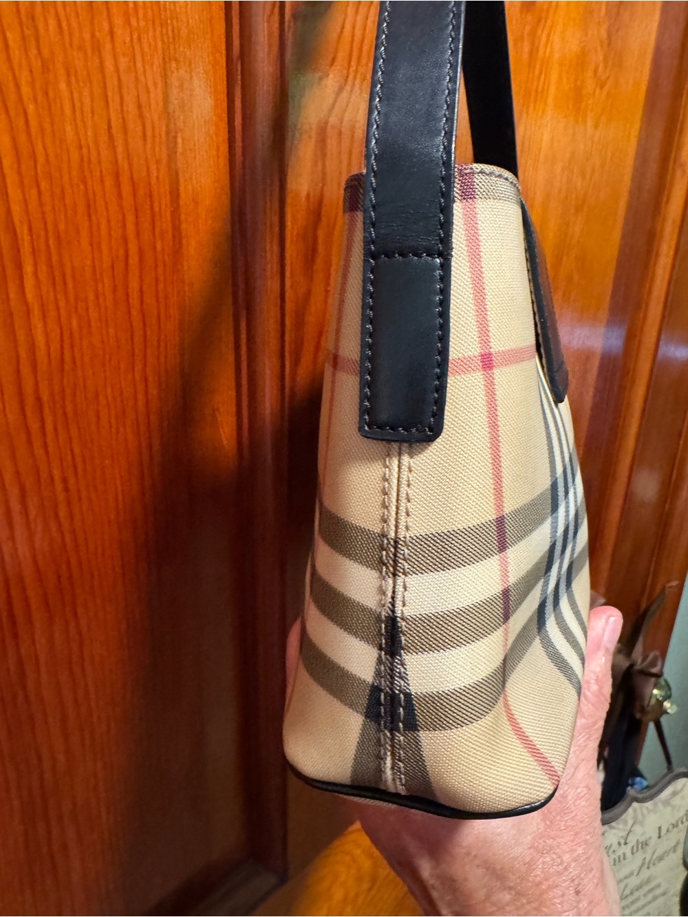 Burberry Nova Check Mini Shoulder Bag in Beige and Black - Picture 6 of 8